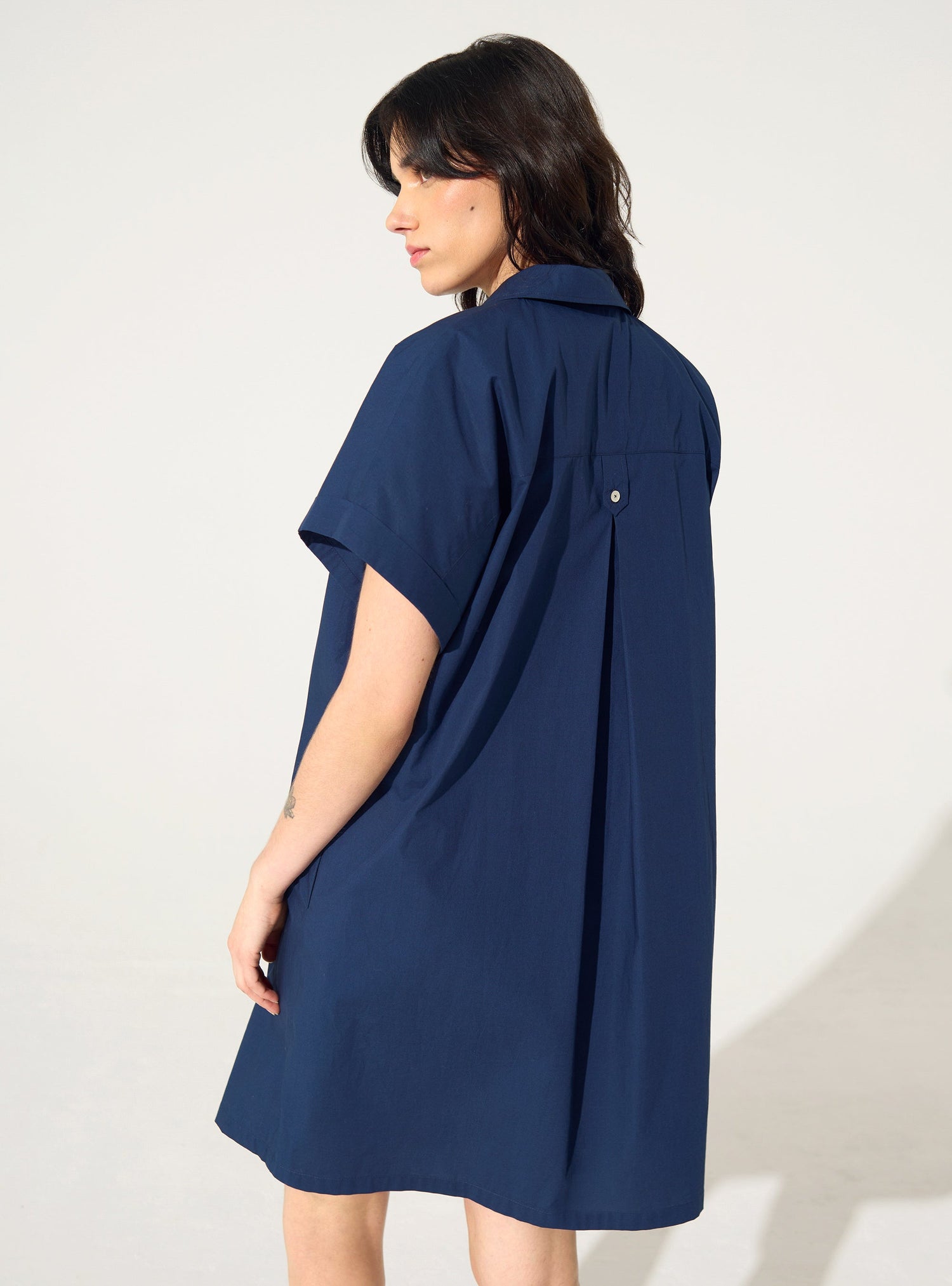 Oversized dress in blue organic cotton