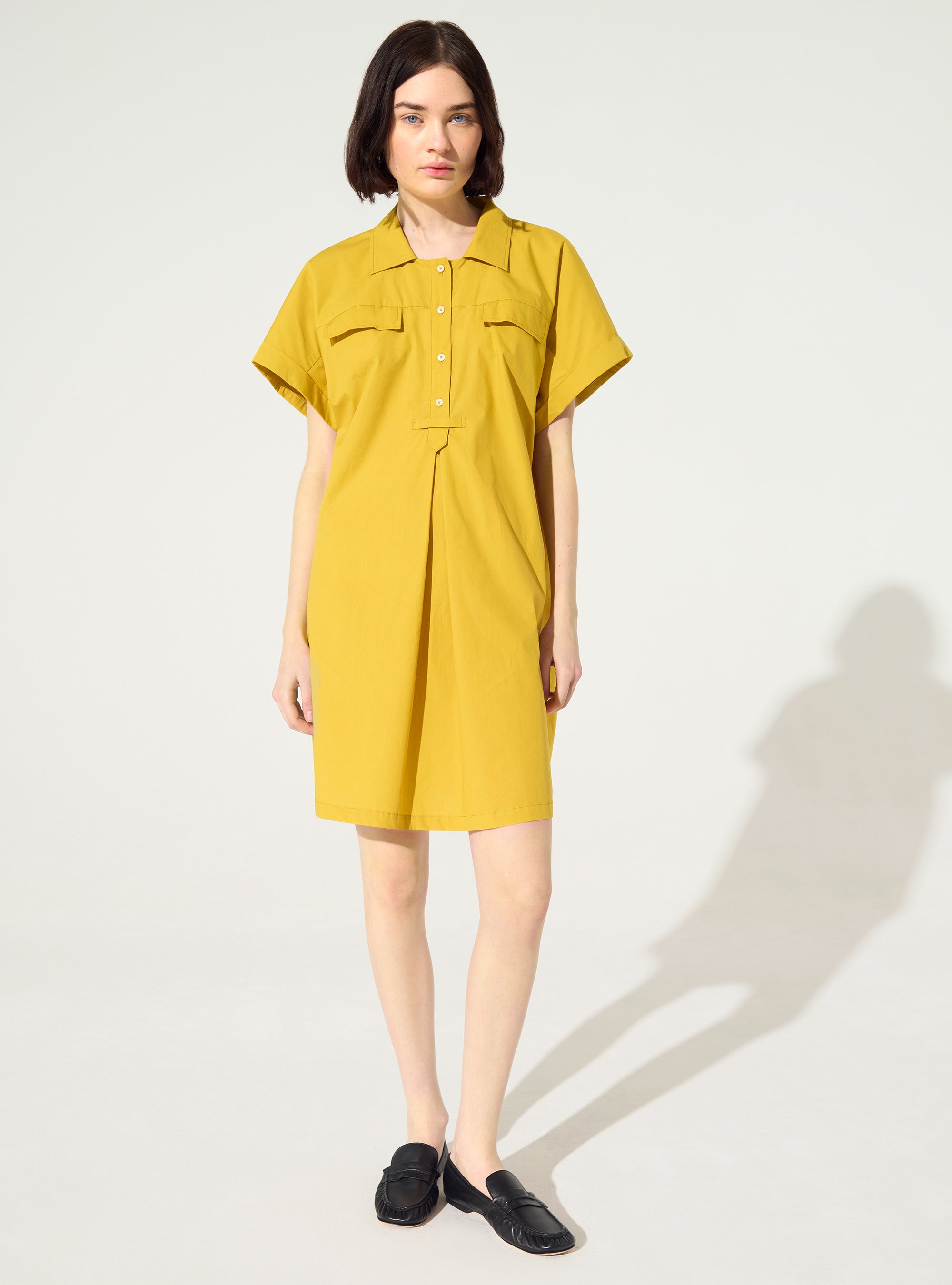 Yellow organic cotton oversized dress
