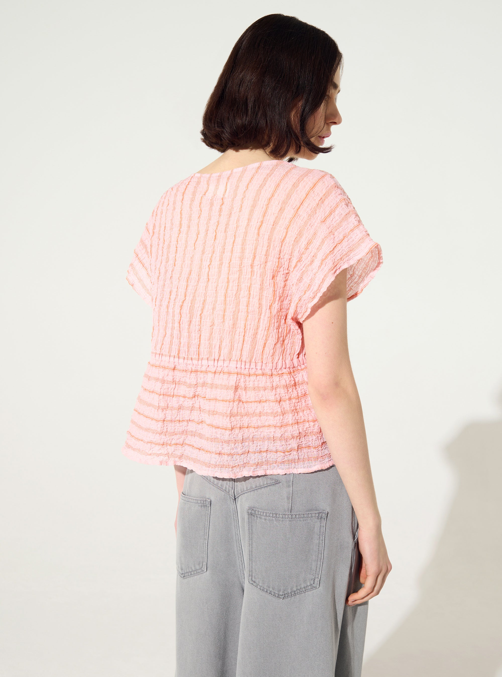 Fitted blouse in pink cotton