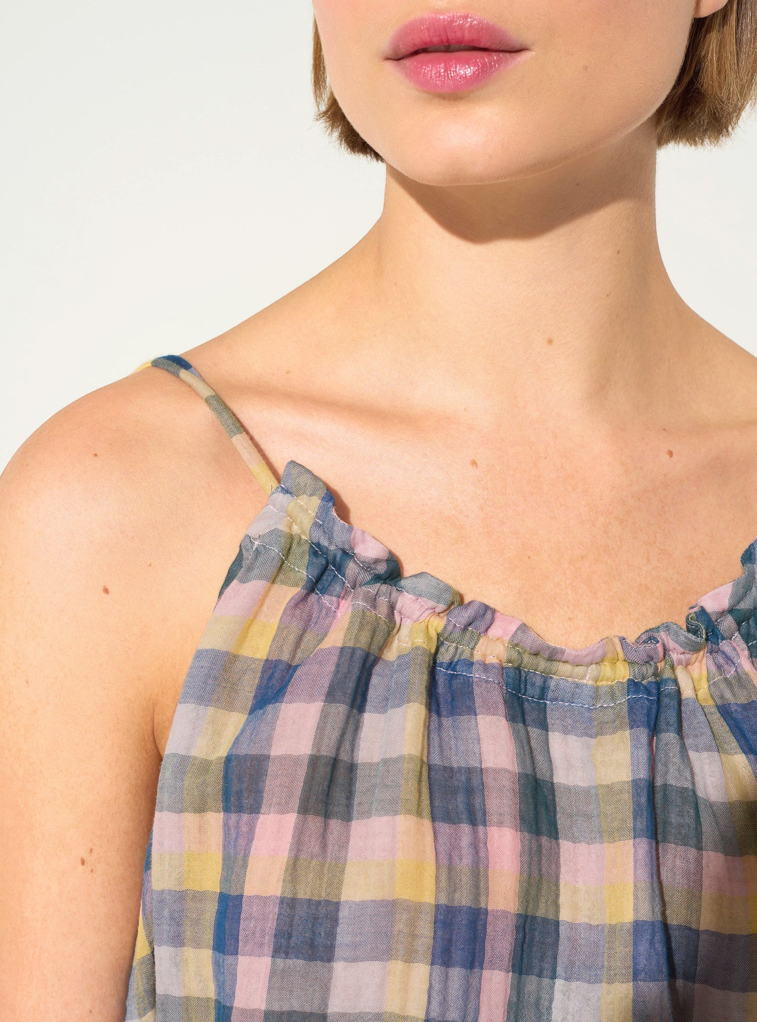 Loose blue cotton tank top