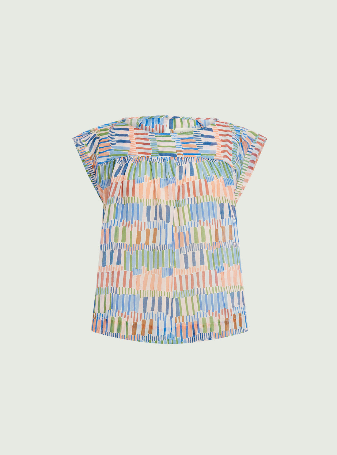 Loose printed blouse in cotton and silk