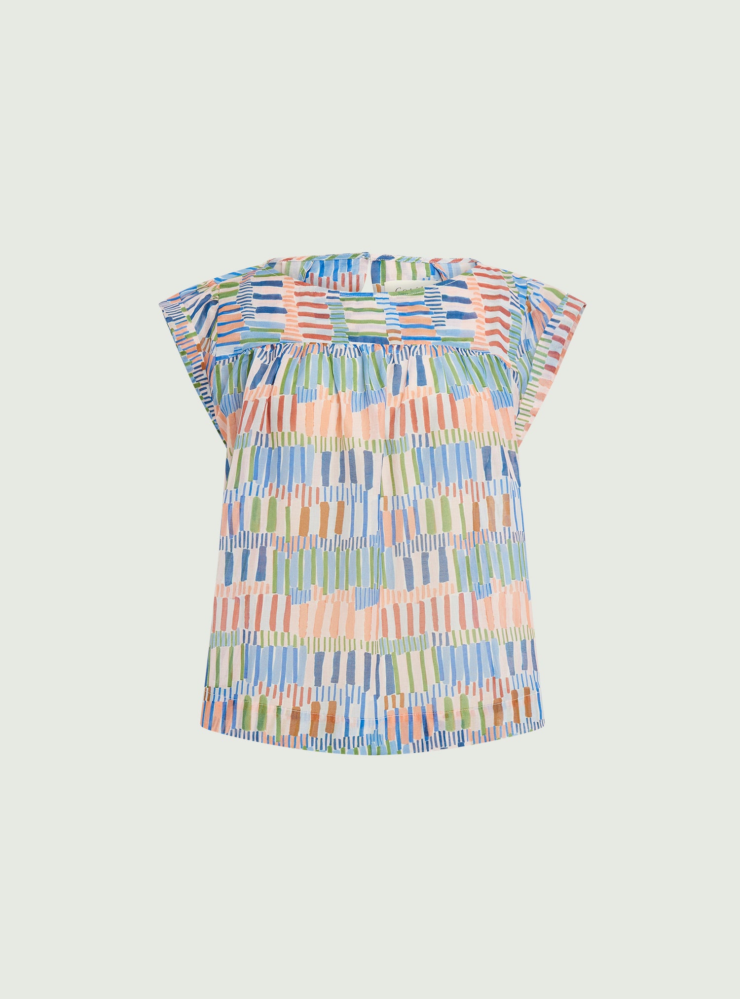 Loose printed blouse in cotton and silk