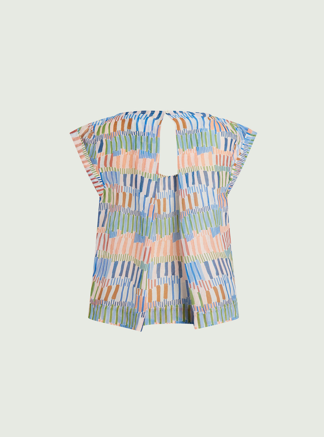 Loose printed blouse in cotton and silk