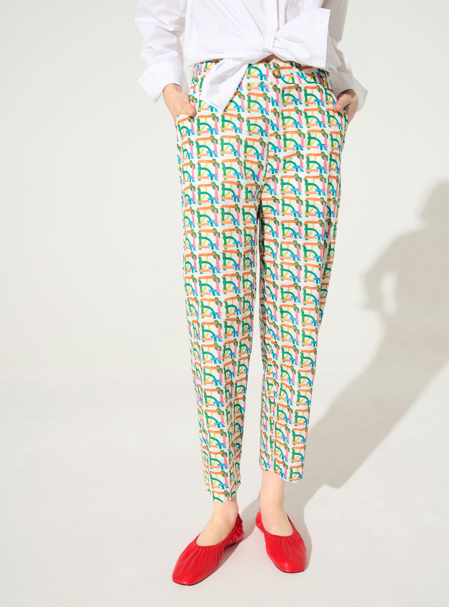 Printed cotton trousers