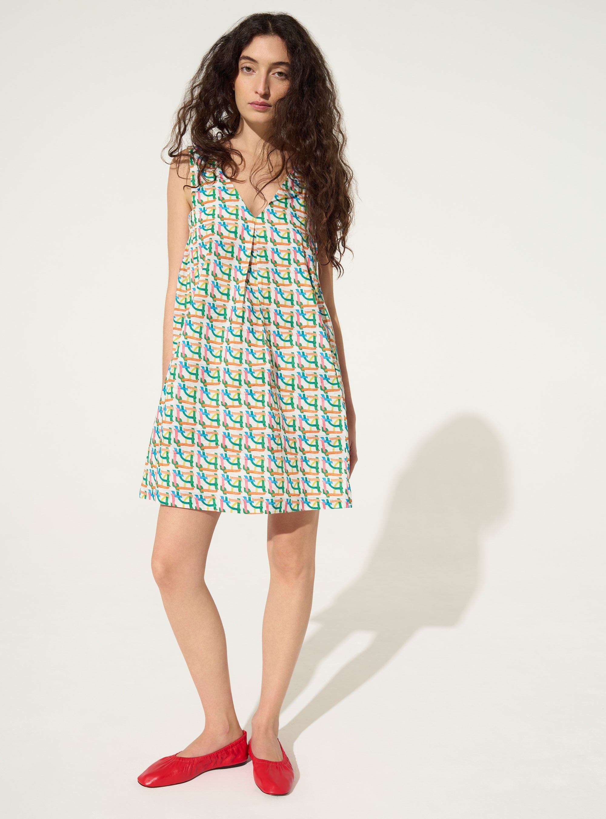 Printed cotton shift dress
