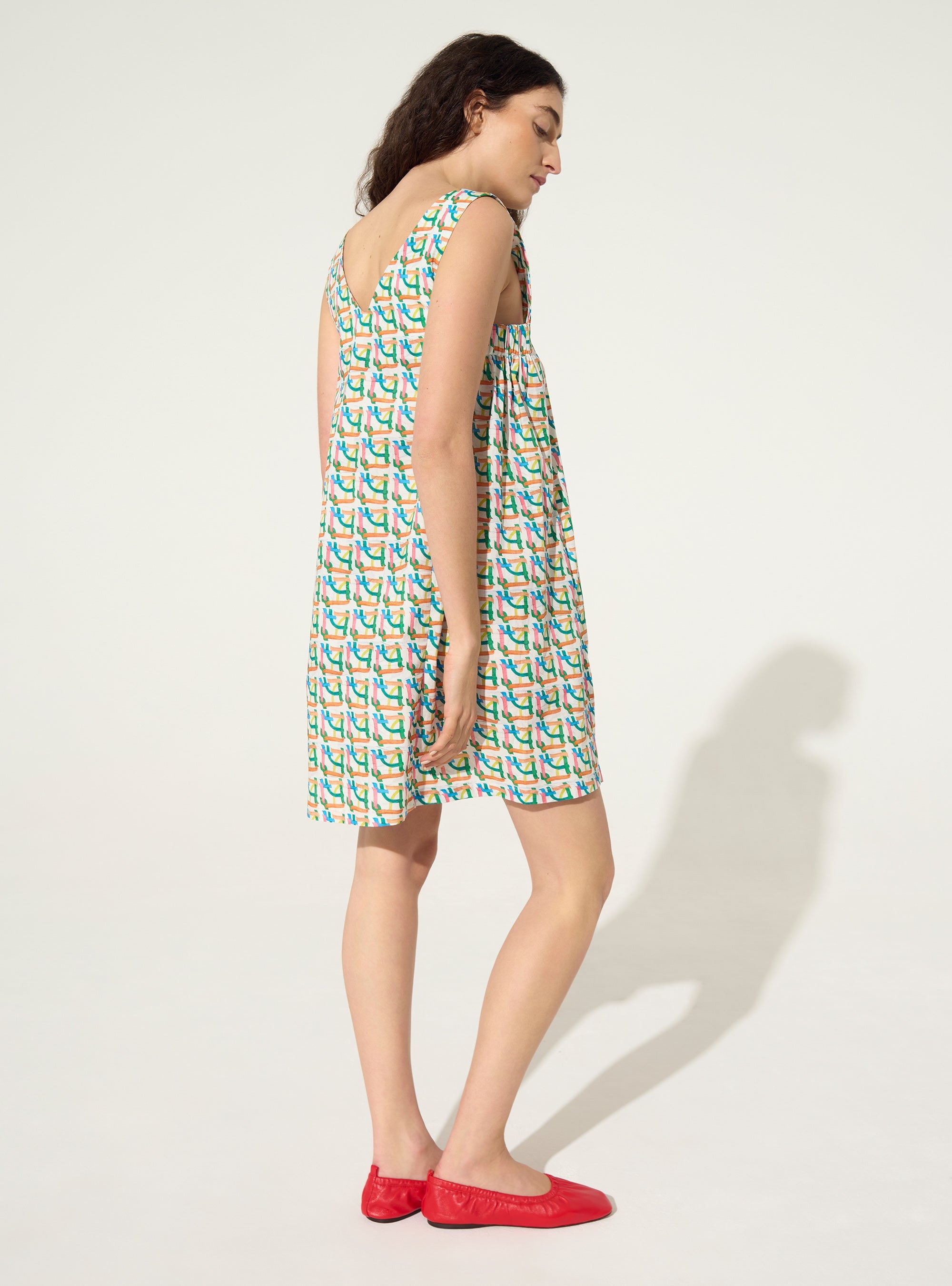 Printed cotton shift dress