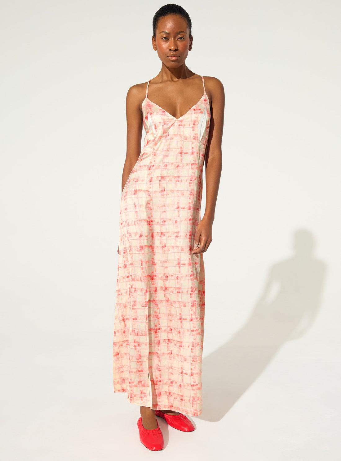 Orange printed maxi dress
