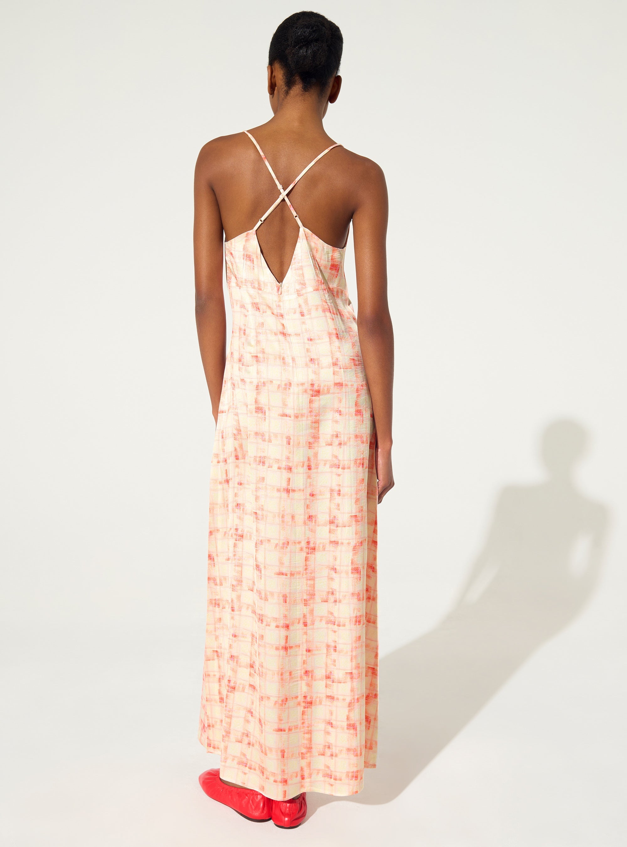 Orange printed maxi dress