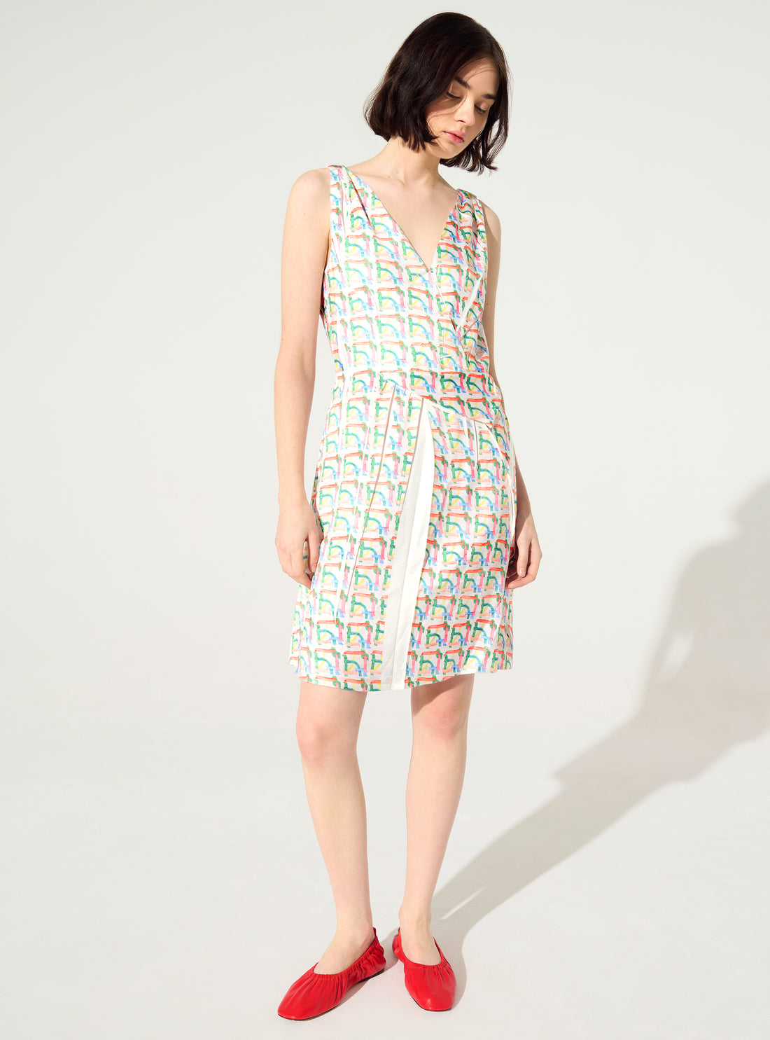 Sublimated pleated fitted dress