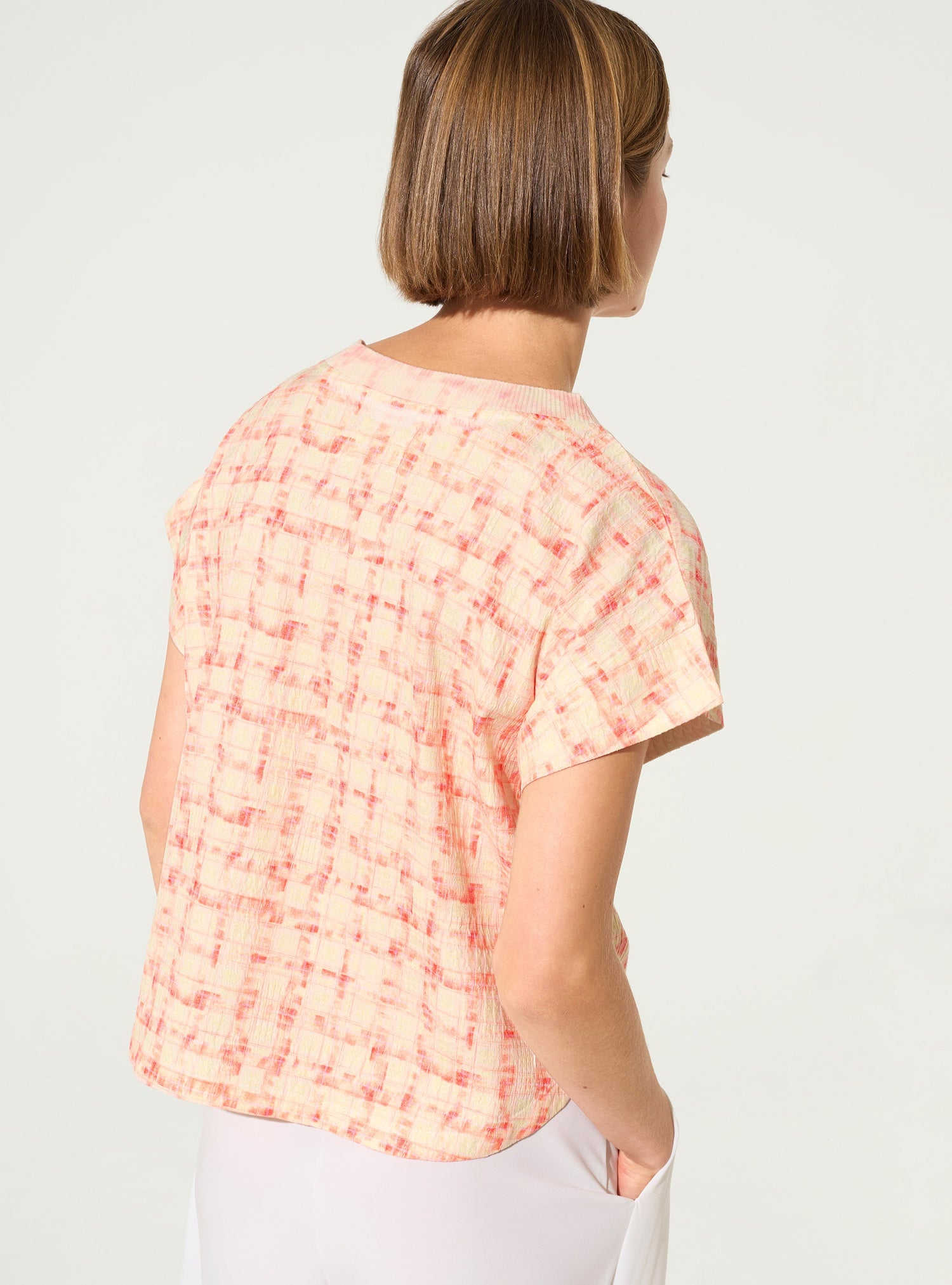 Straight blouse with orange print