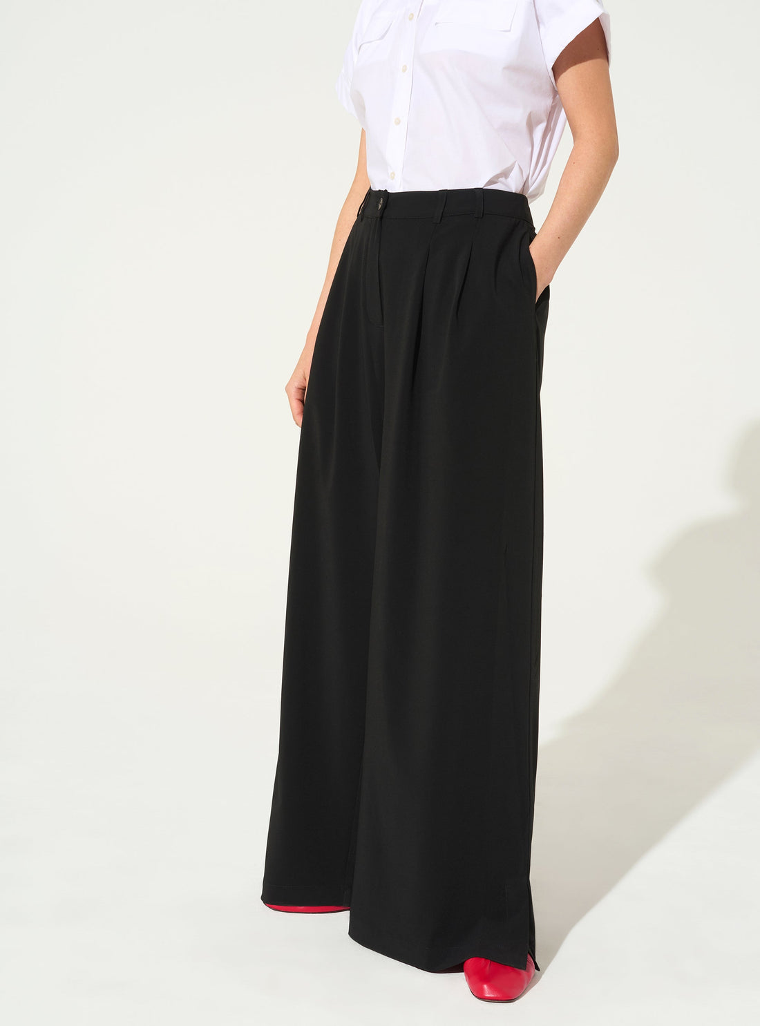 Black wide-leg trousers
