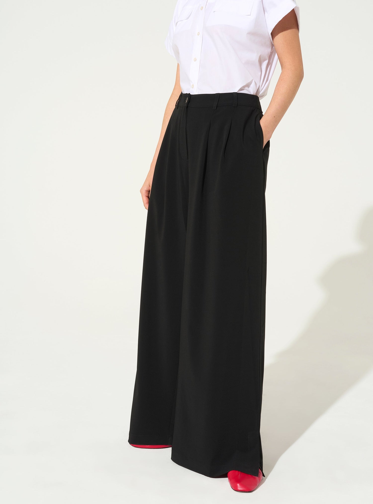 Black wide-leg trousers