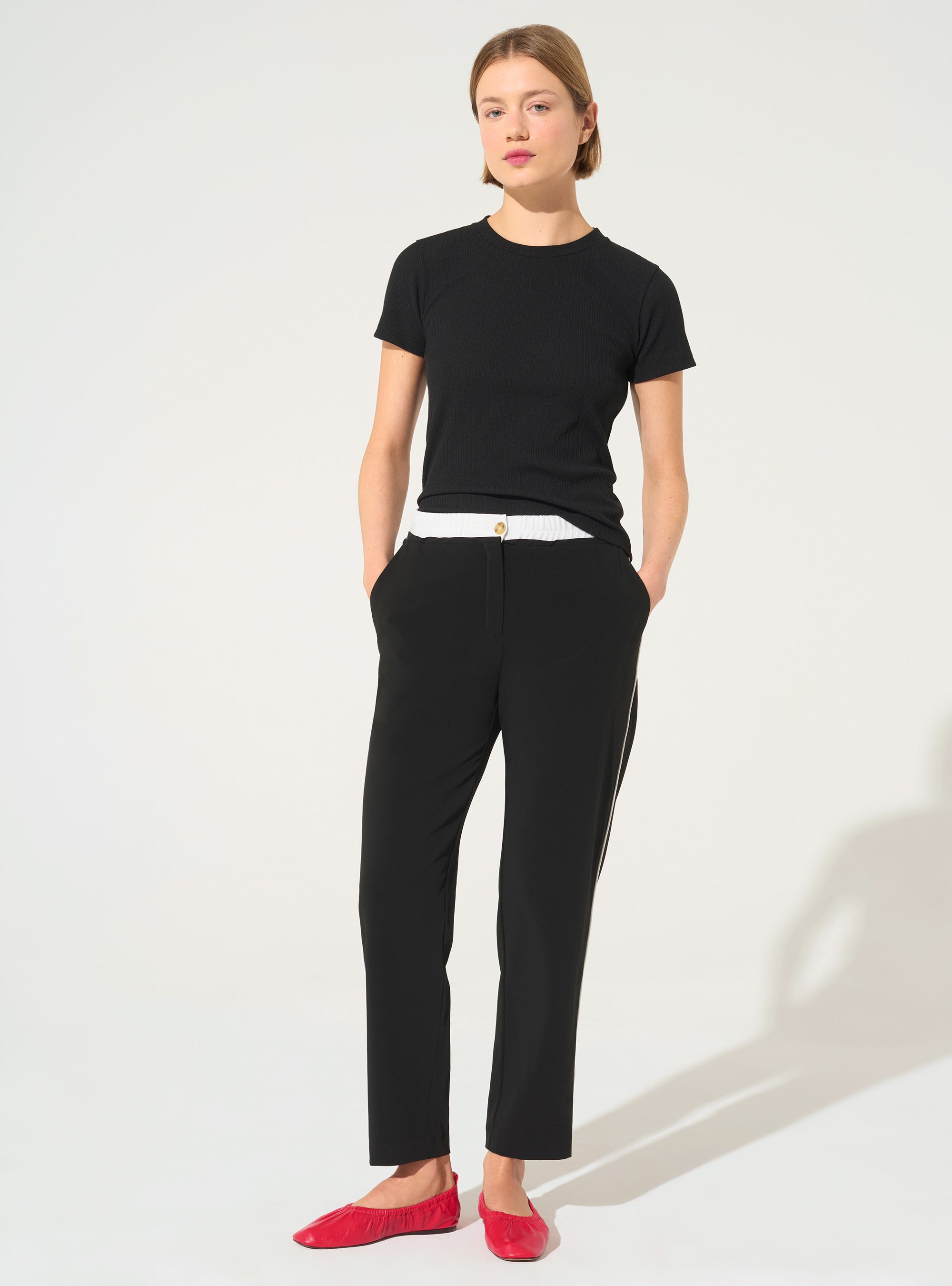 7/8th straight trousers black