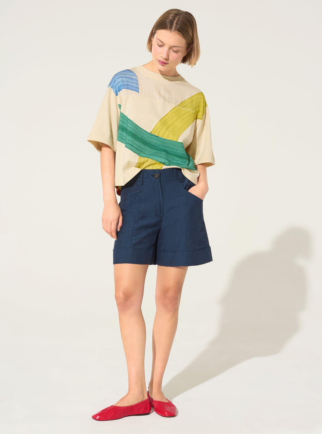 Blue linen shorts