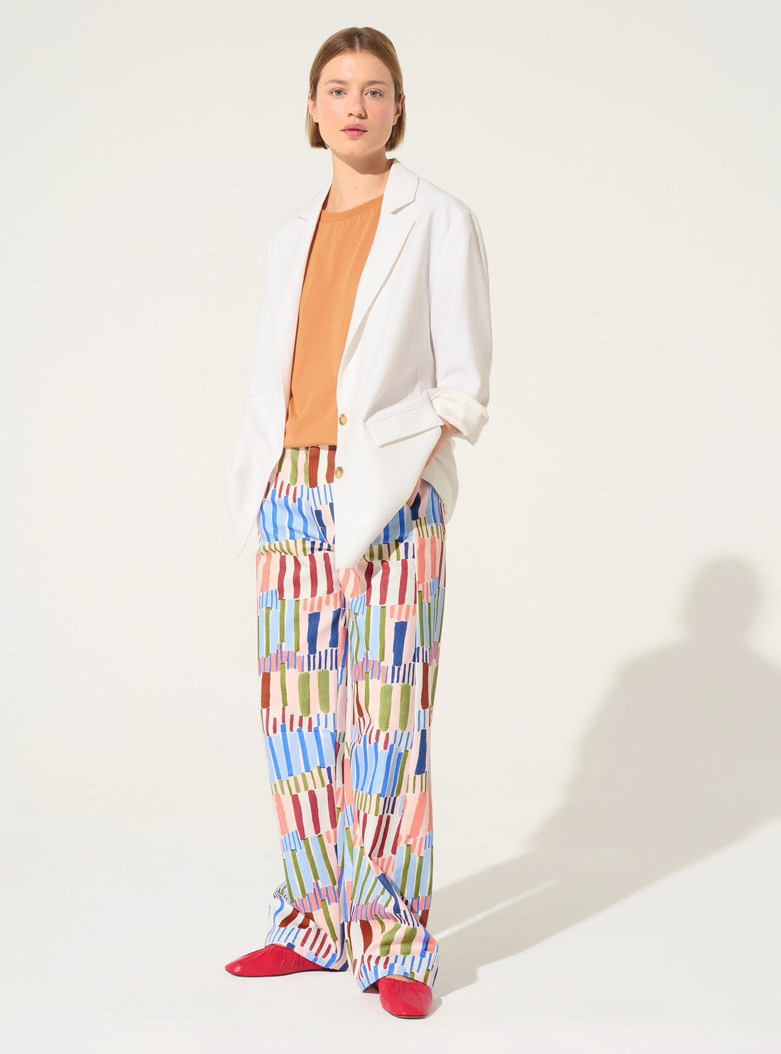 Blue cotton printed jeans