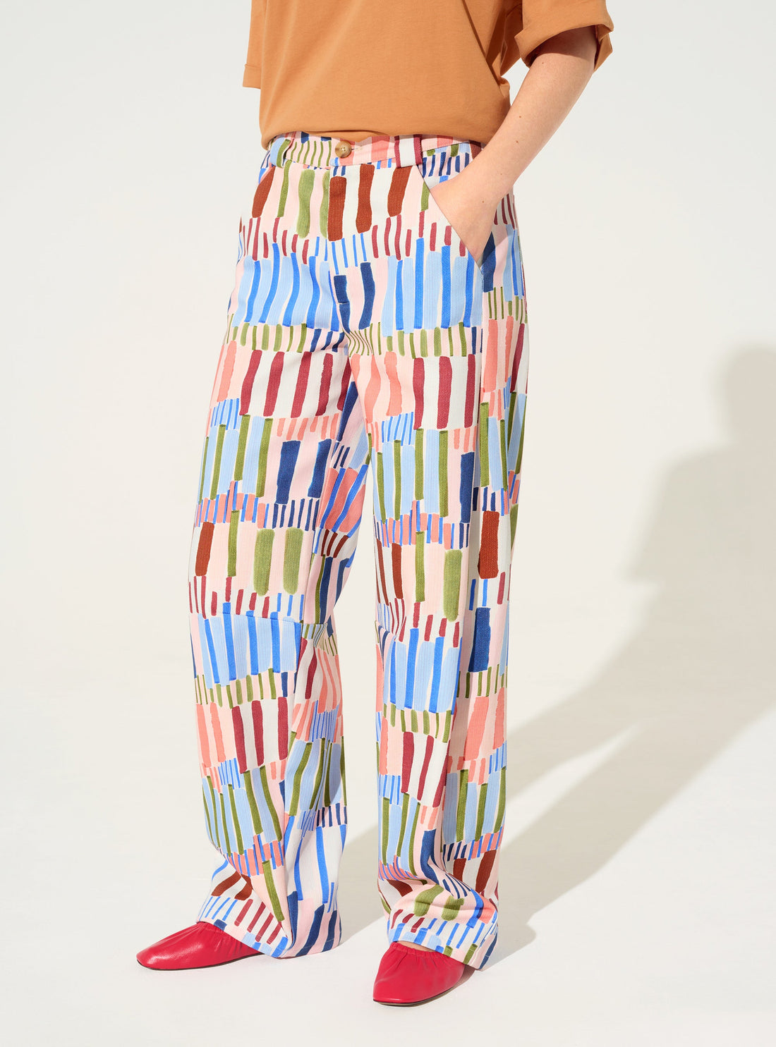 Blue cotton printed jeans