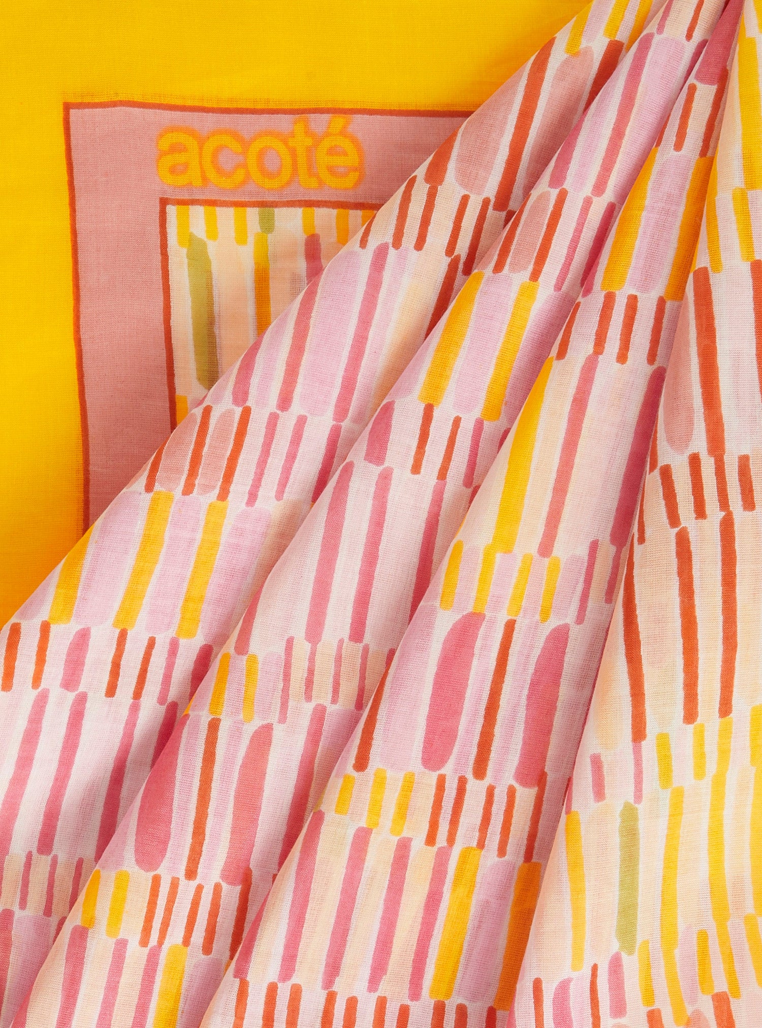 Printed scarf in pink cotton and silk