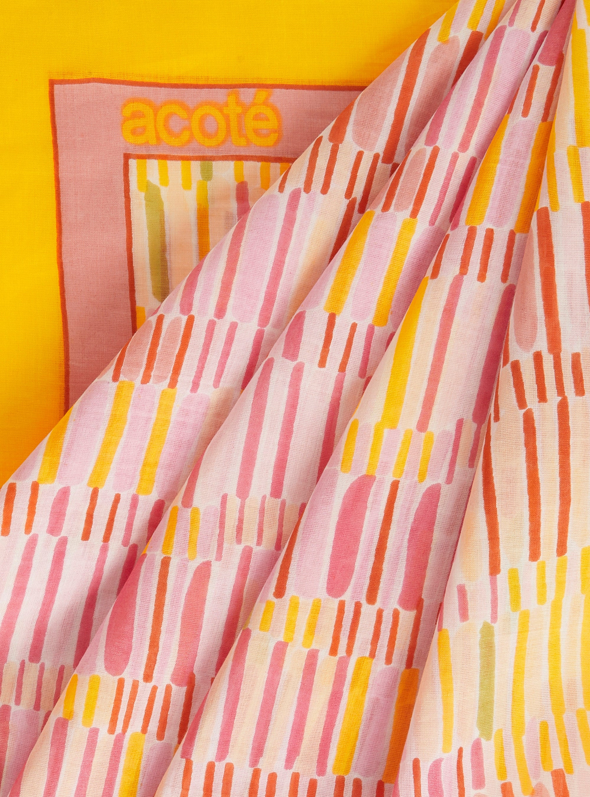 Printed scarf in pink cotton and silk
