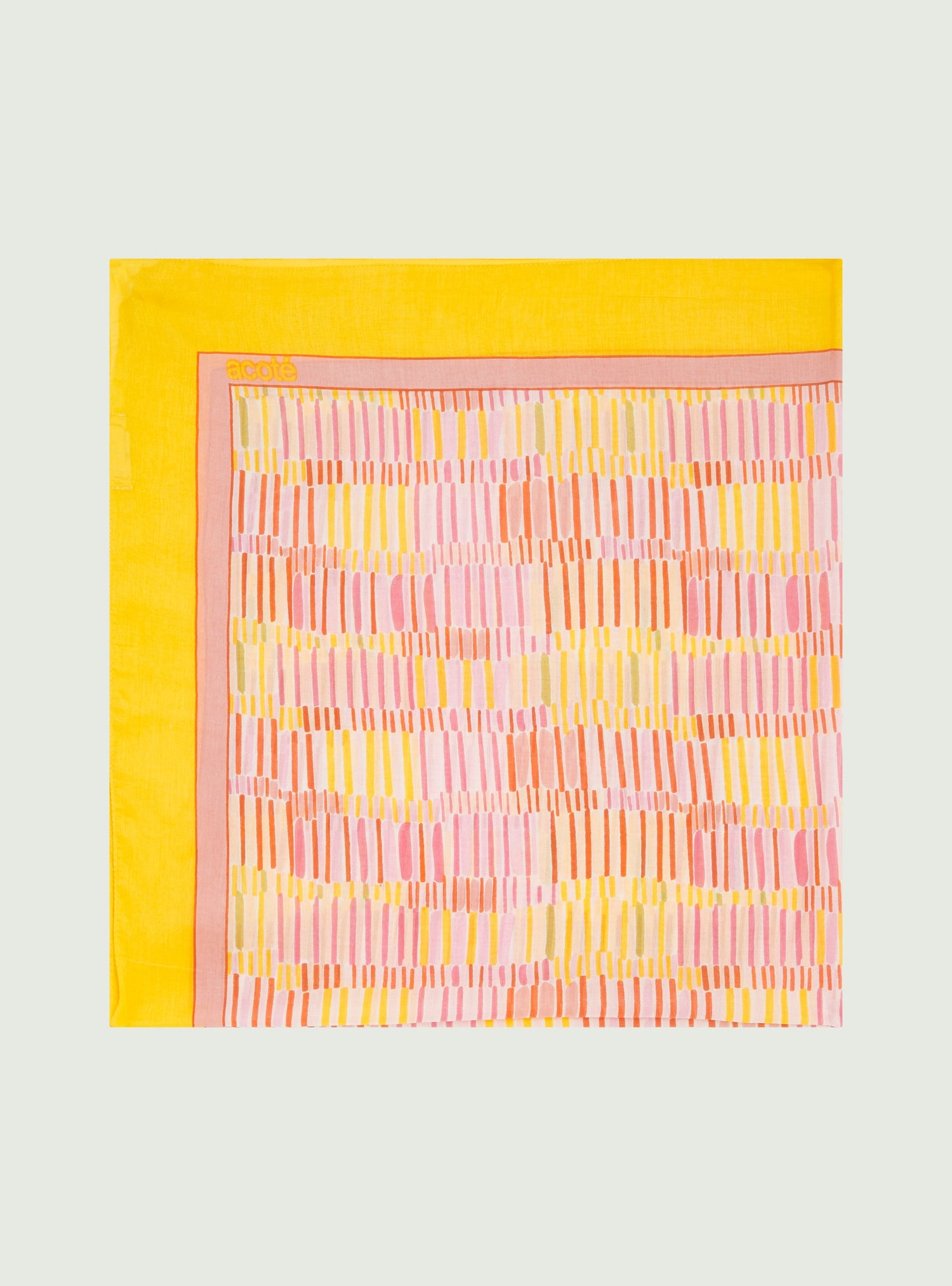 Printed scarf in pink cotton and silk