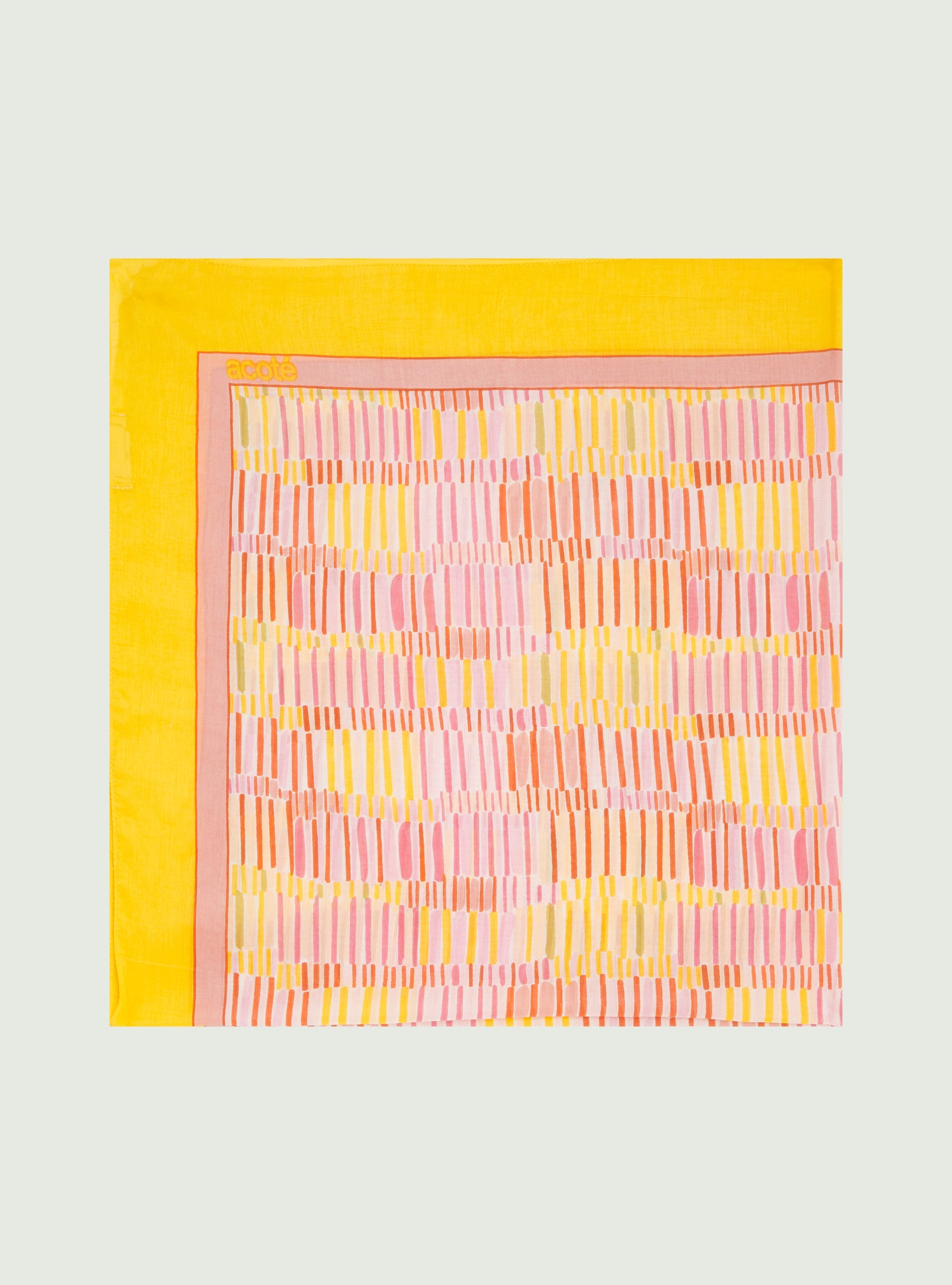Printed scarf in pink cotton and silk