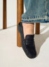 Black leather loafers