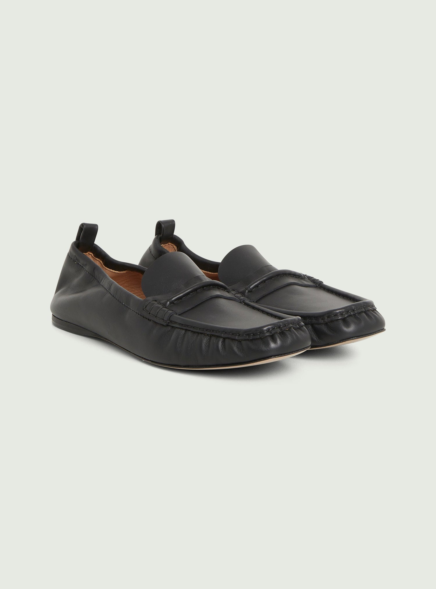 Black leather loafers
