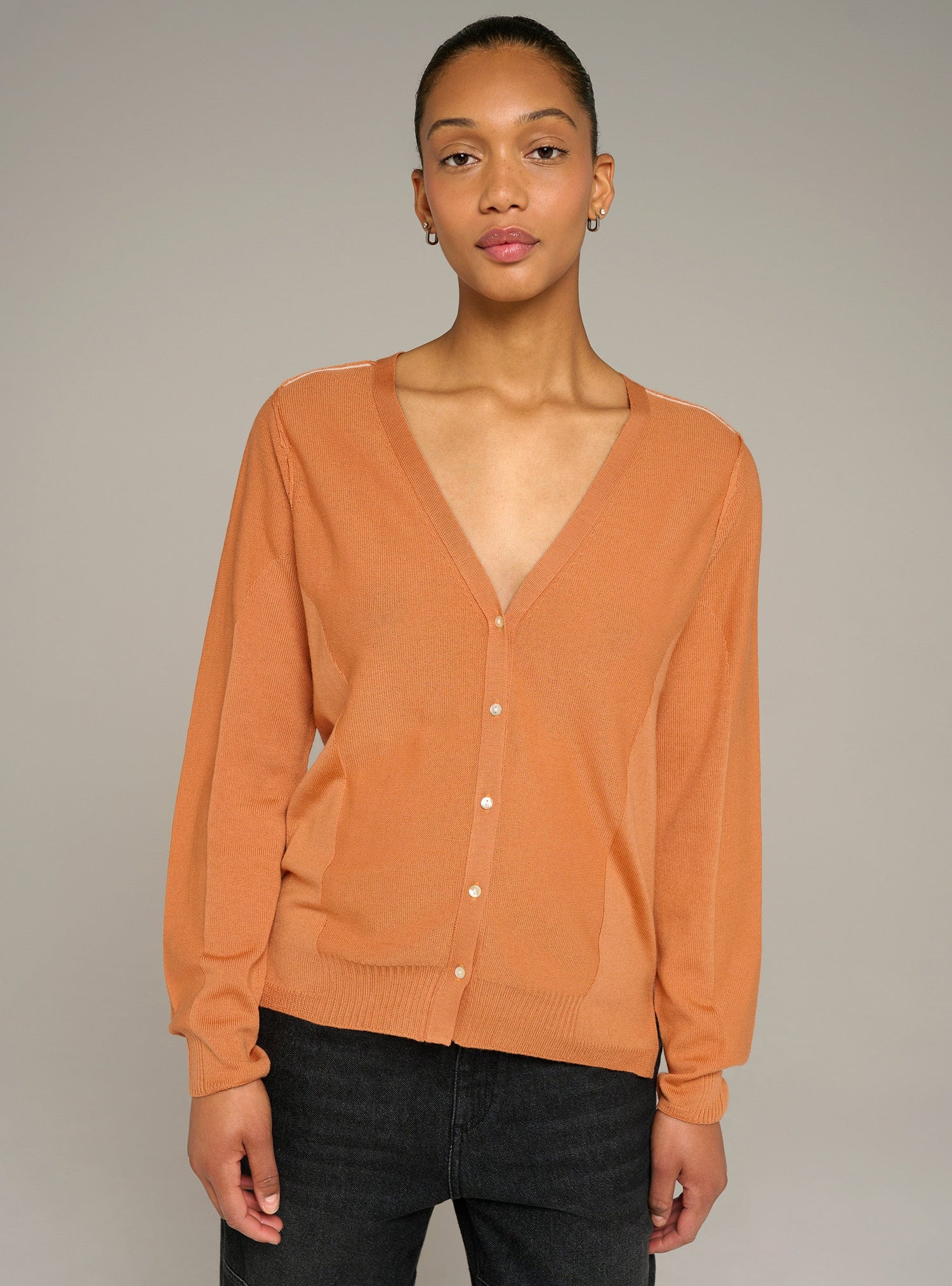 Cotélac Fine-knit wool V-neck cardigan