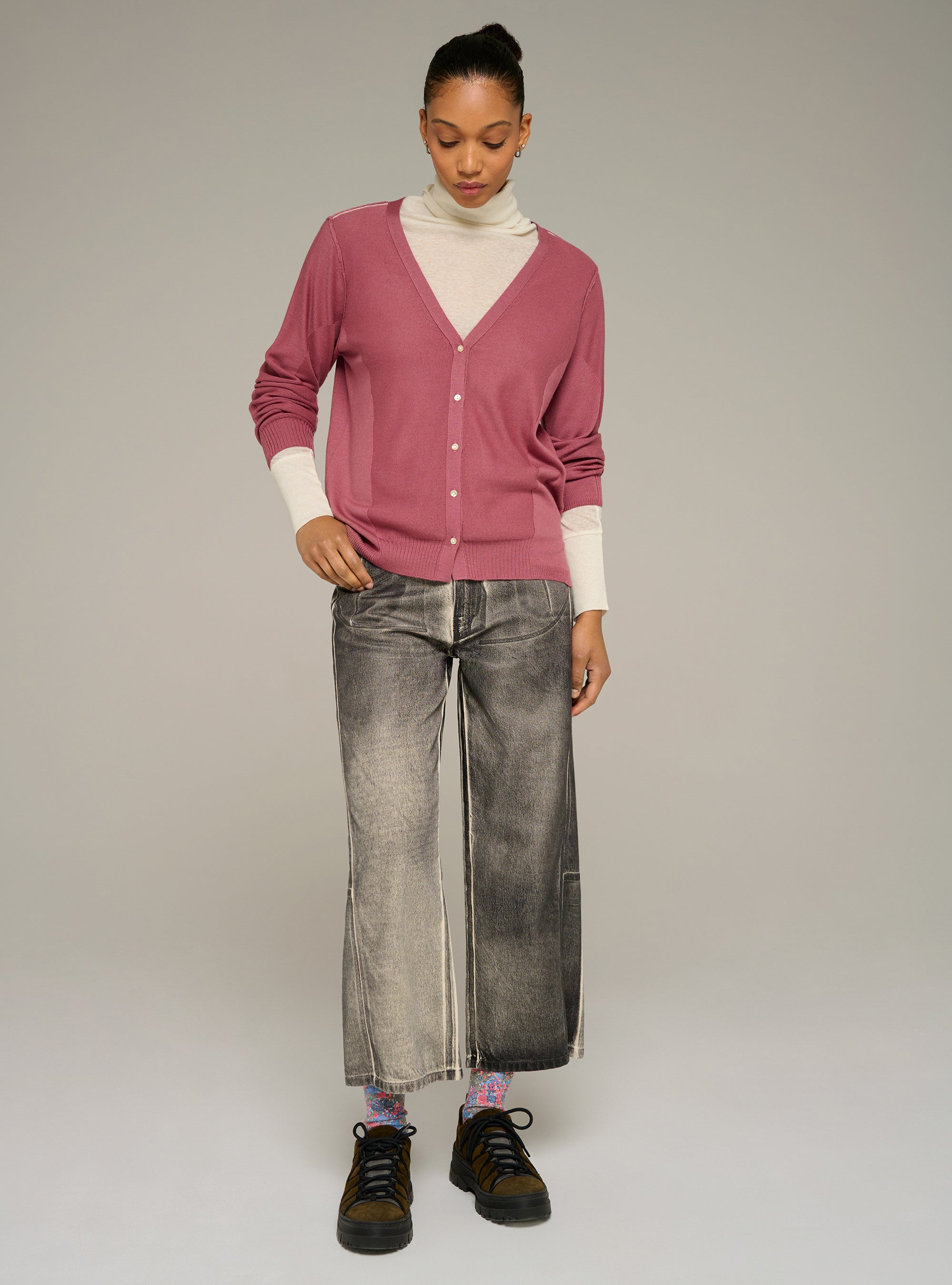 Cotélac acoté Fine-knit wool V-neck cardigan