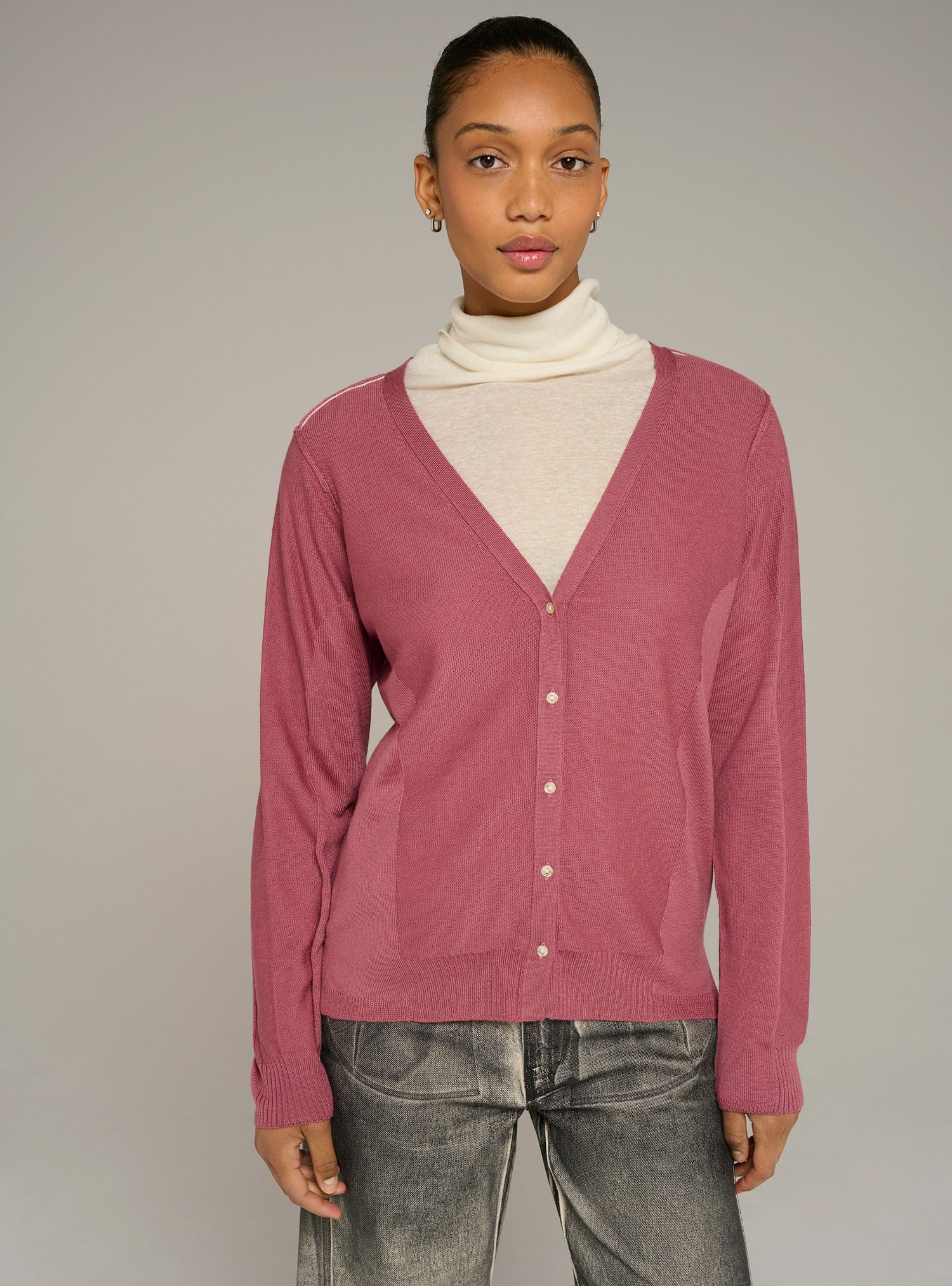 Cotélac Fine-knit wool V-neck cardigan