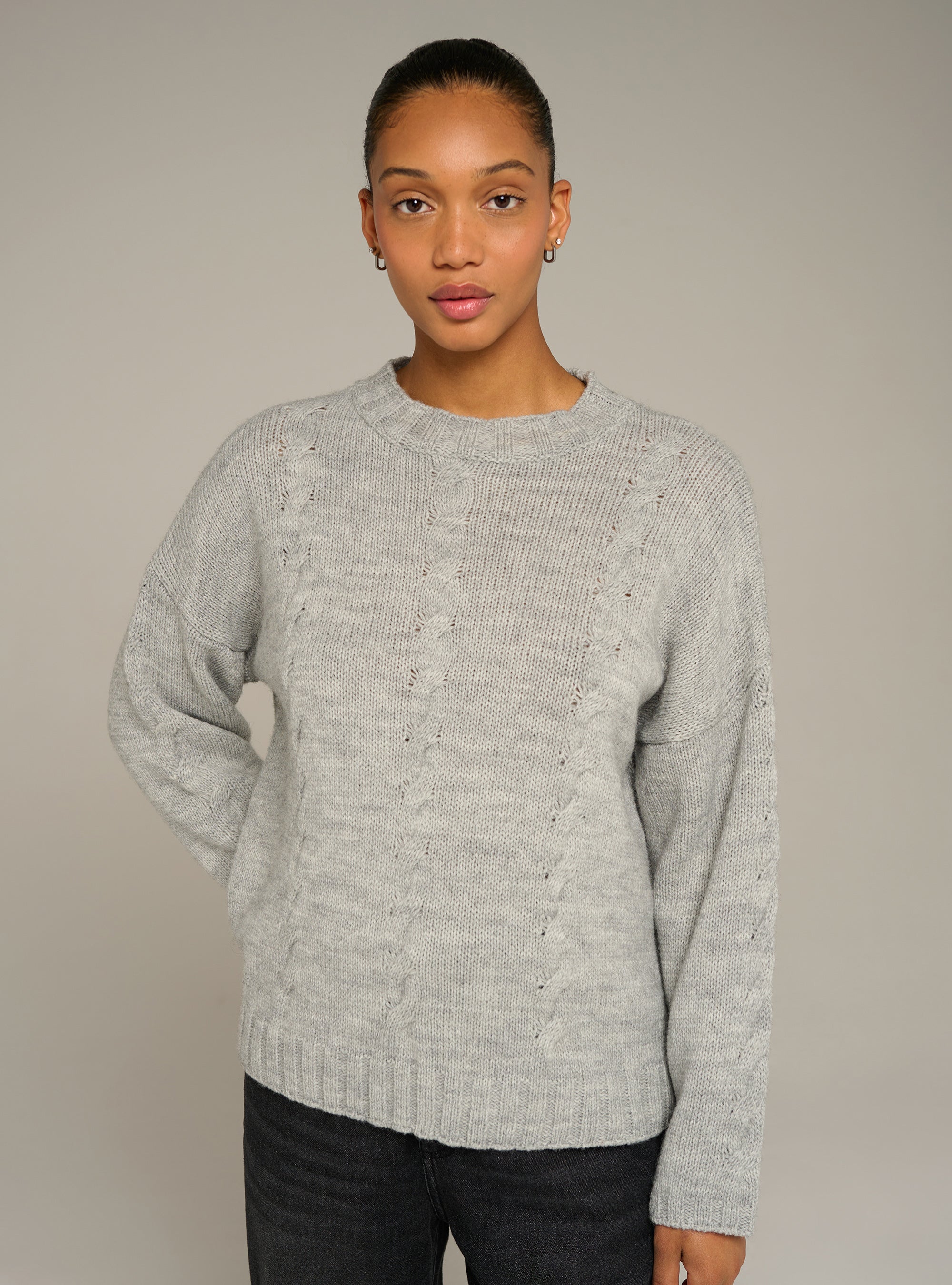 Cotélac Oversized cable-knit crewneck sweater