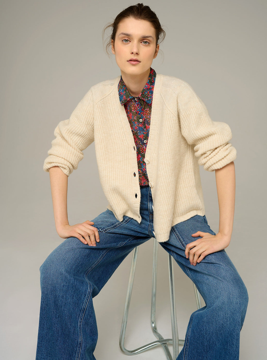 Cotélac acoté Oversized ribbed-knit V-neck cardigan
