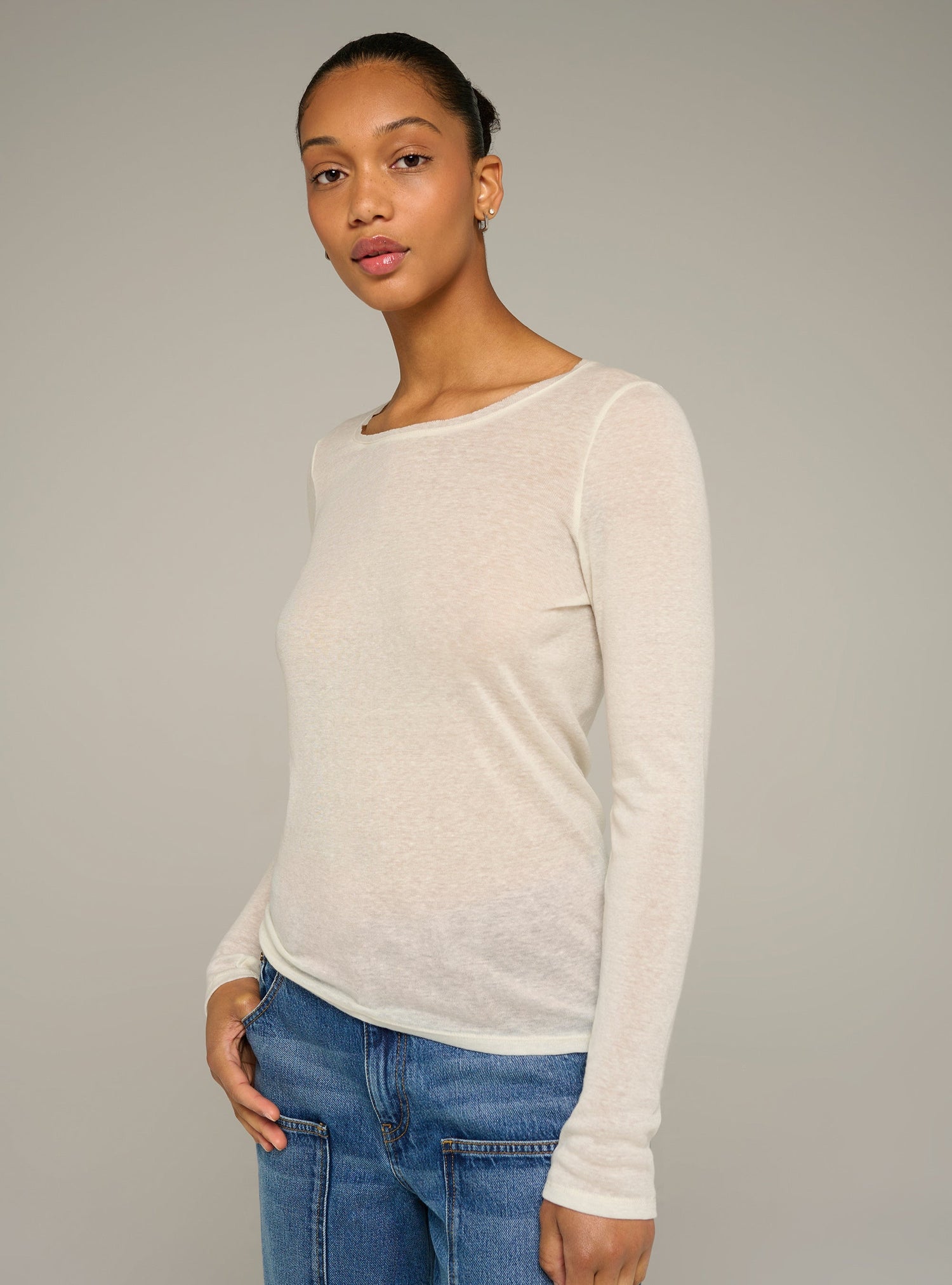 Cotélac Fitted long-sleeve crewneck jersey tee
