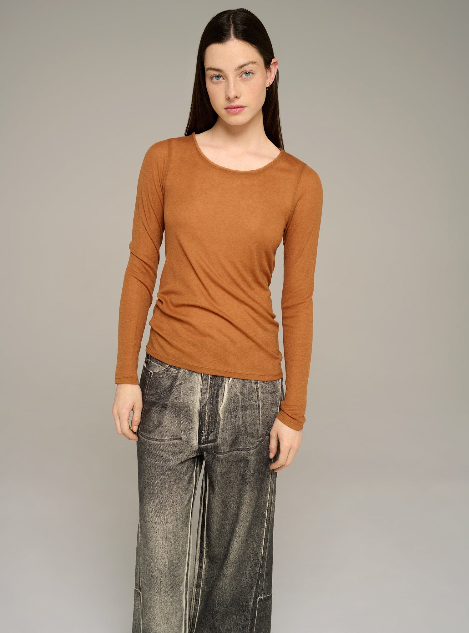 Cotélac Fitted long-sleeve crewneck jersey tee
