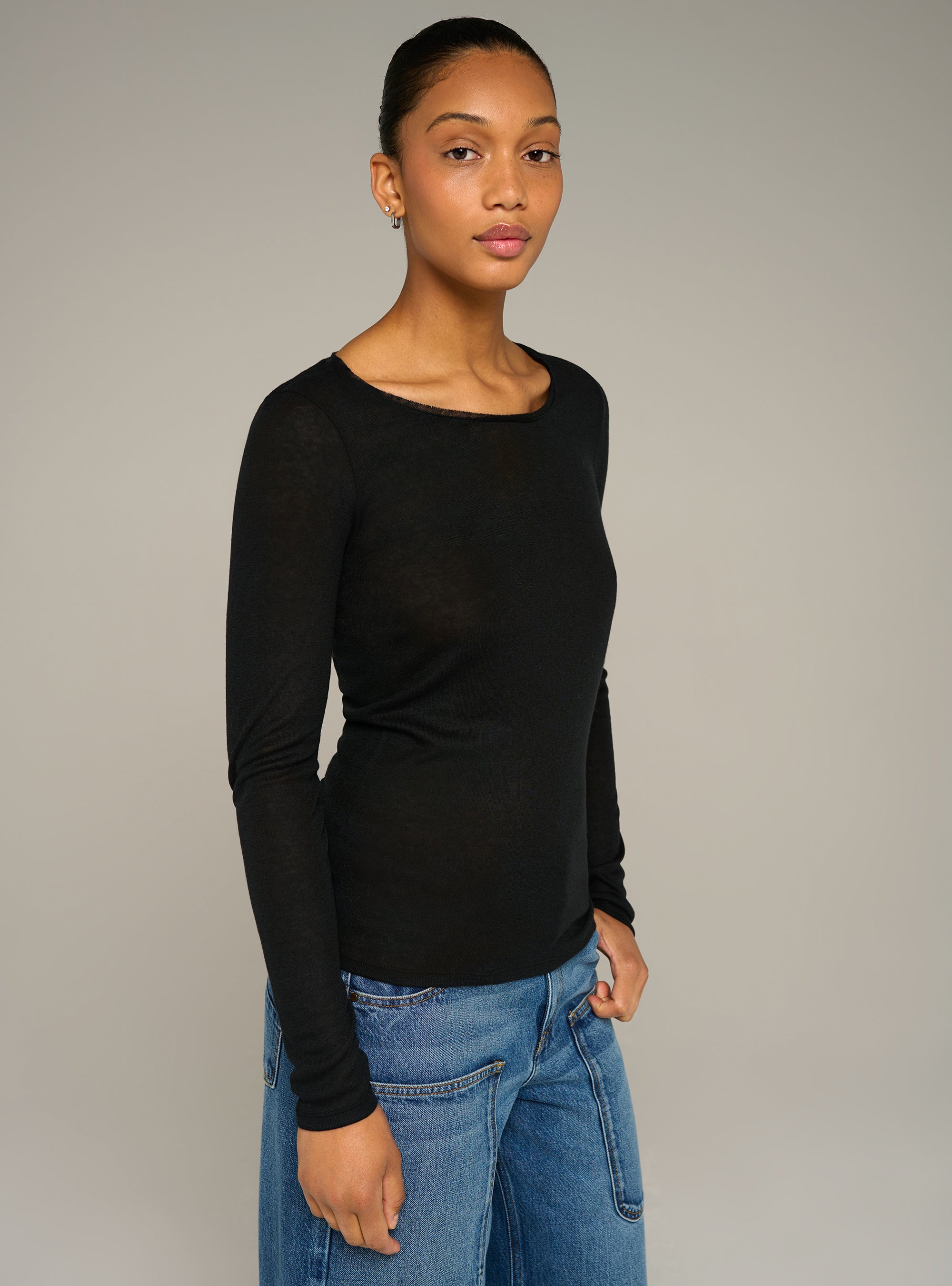 Cotélac acoté Fitted long-sleeve crewneck jersey tee