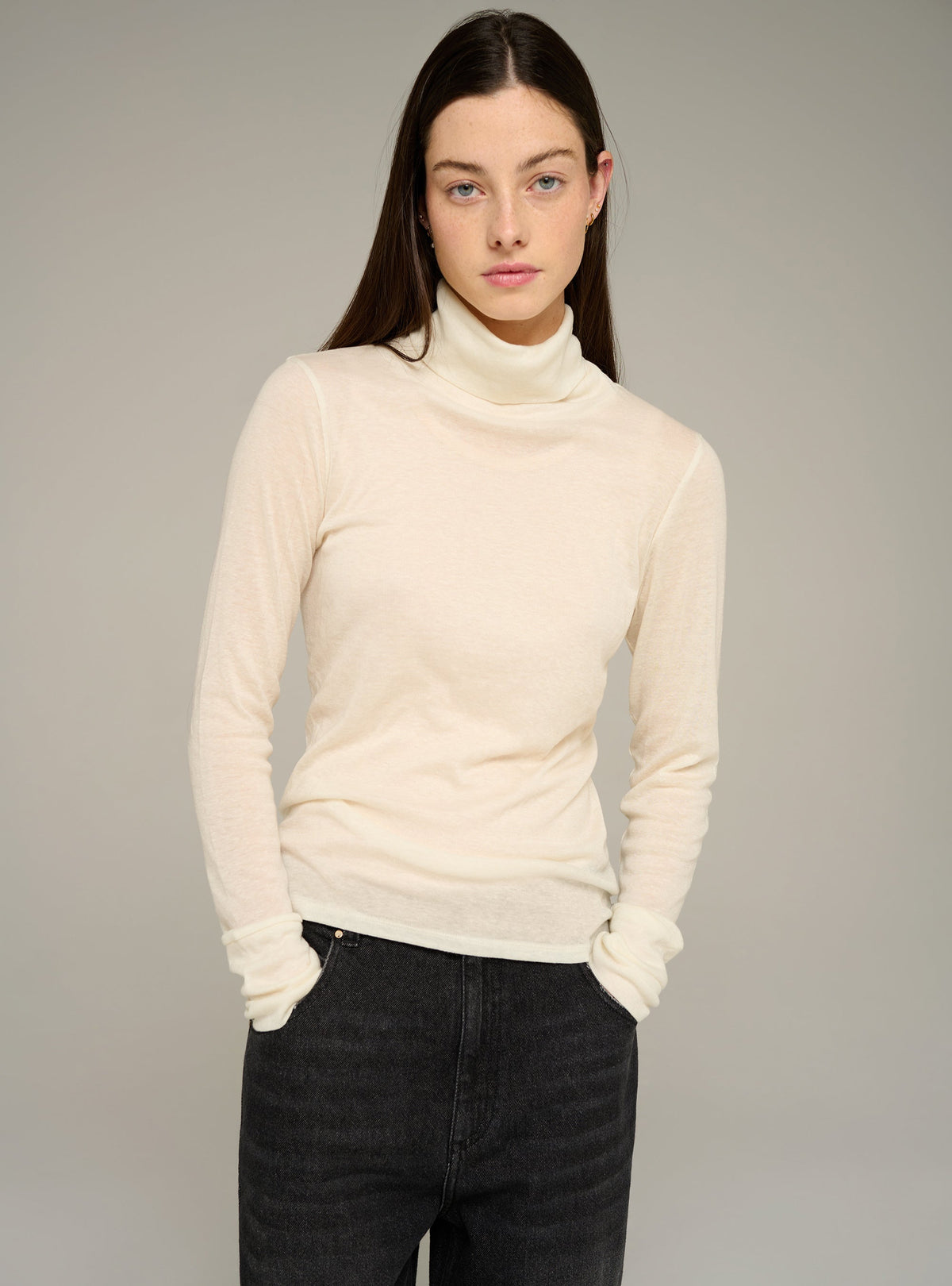 Cotélac acoté Fitted long-sleeve turtleneck jersey top