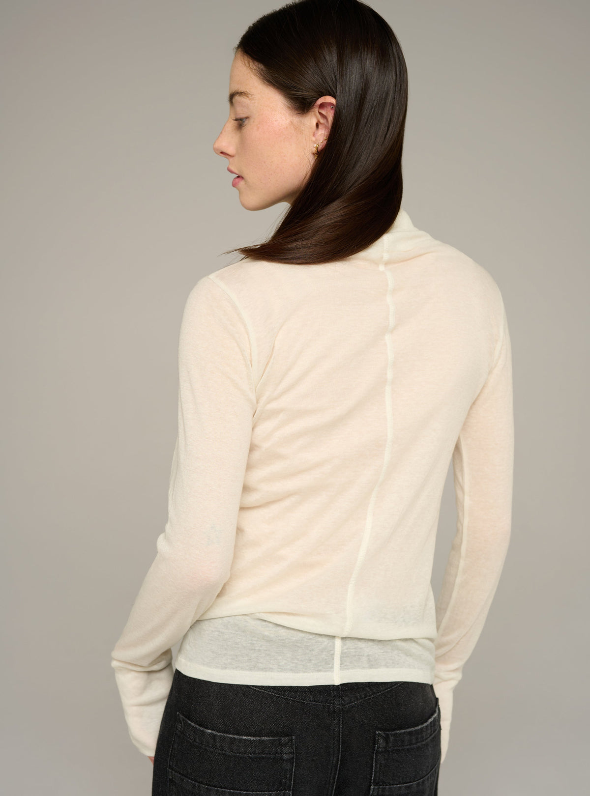 Cotélac Fitted long-sleeve turtleneck jersey top