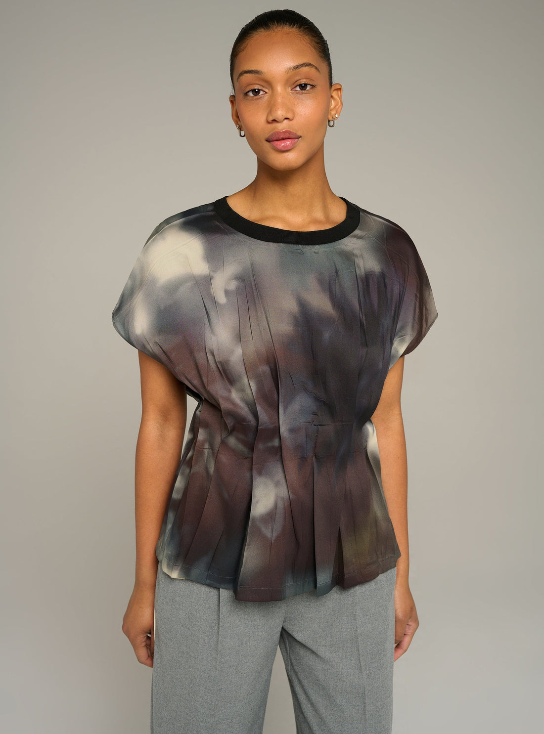 Cotélac acoté Printed short-sleeve blouse