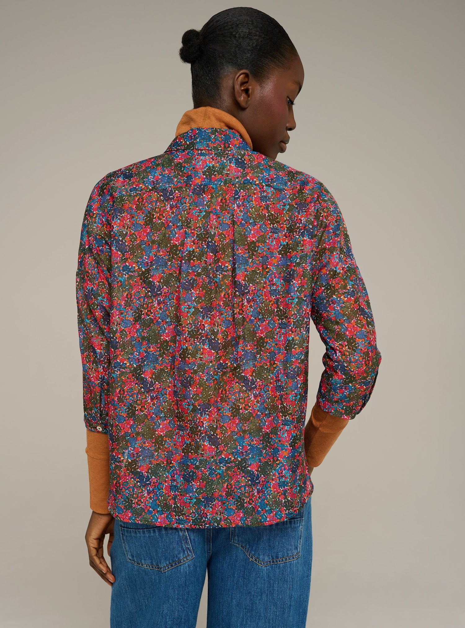 Cotélac Printed long-sleeve cotton-silk voile shirt