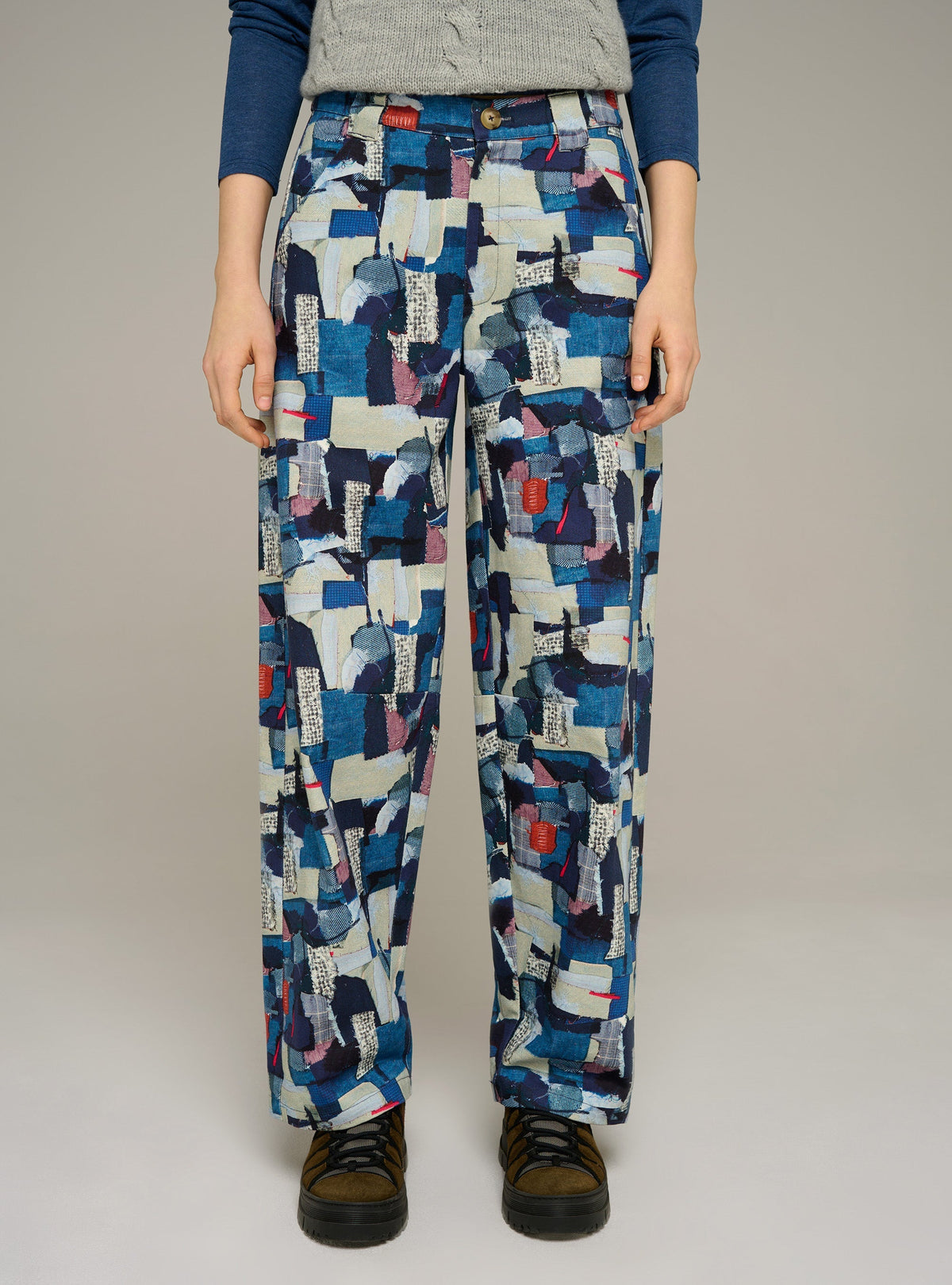 Cotélac Printed wide-leg organic cotton jeans