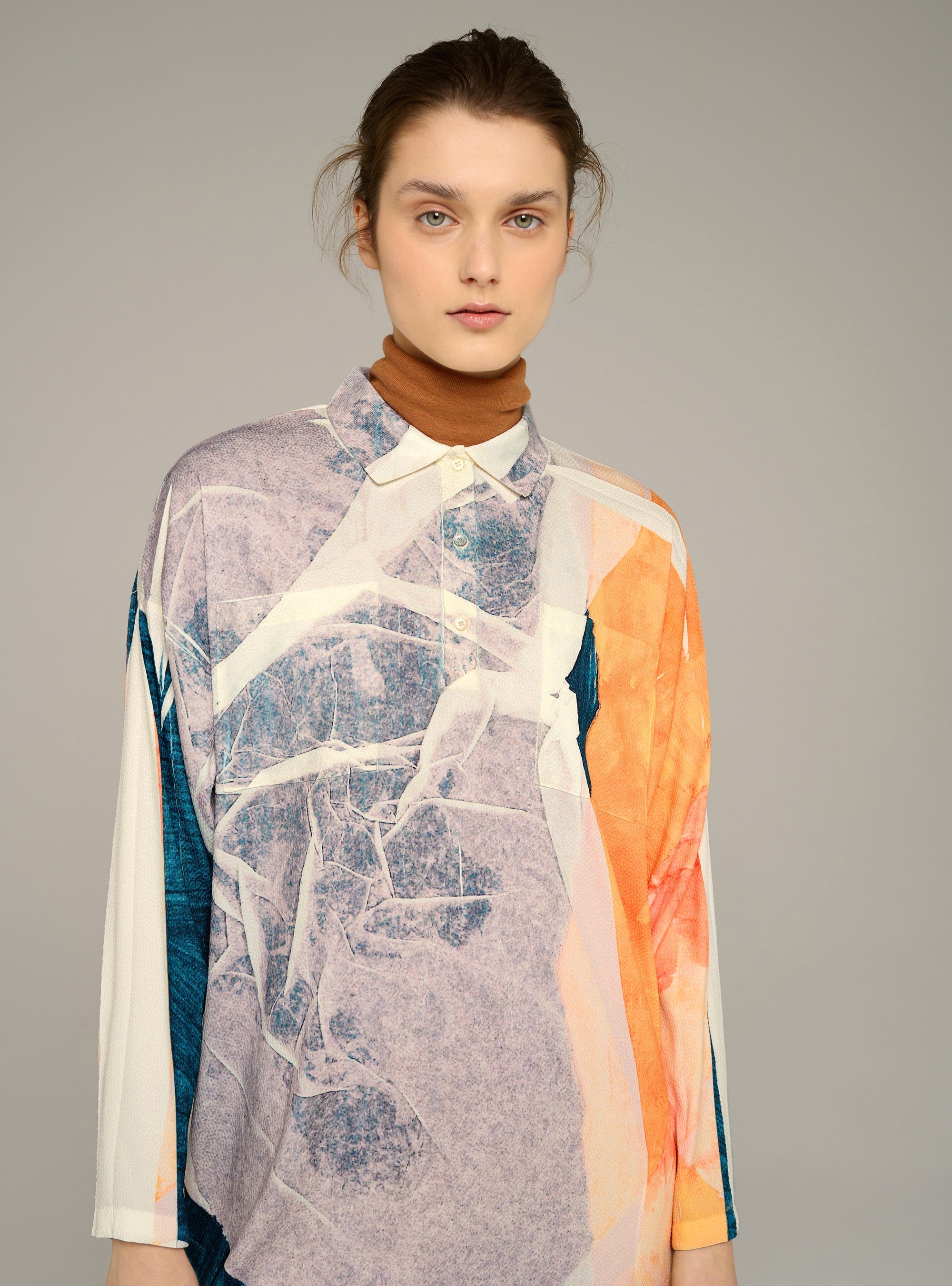 Cotélac Printed long-sleeve straight mini dress