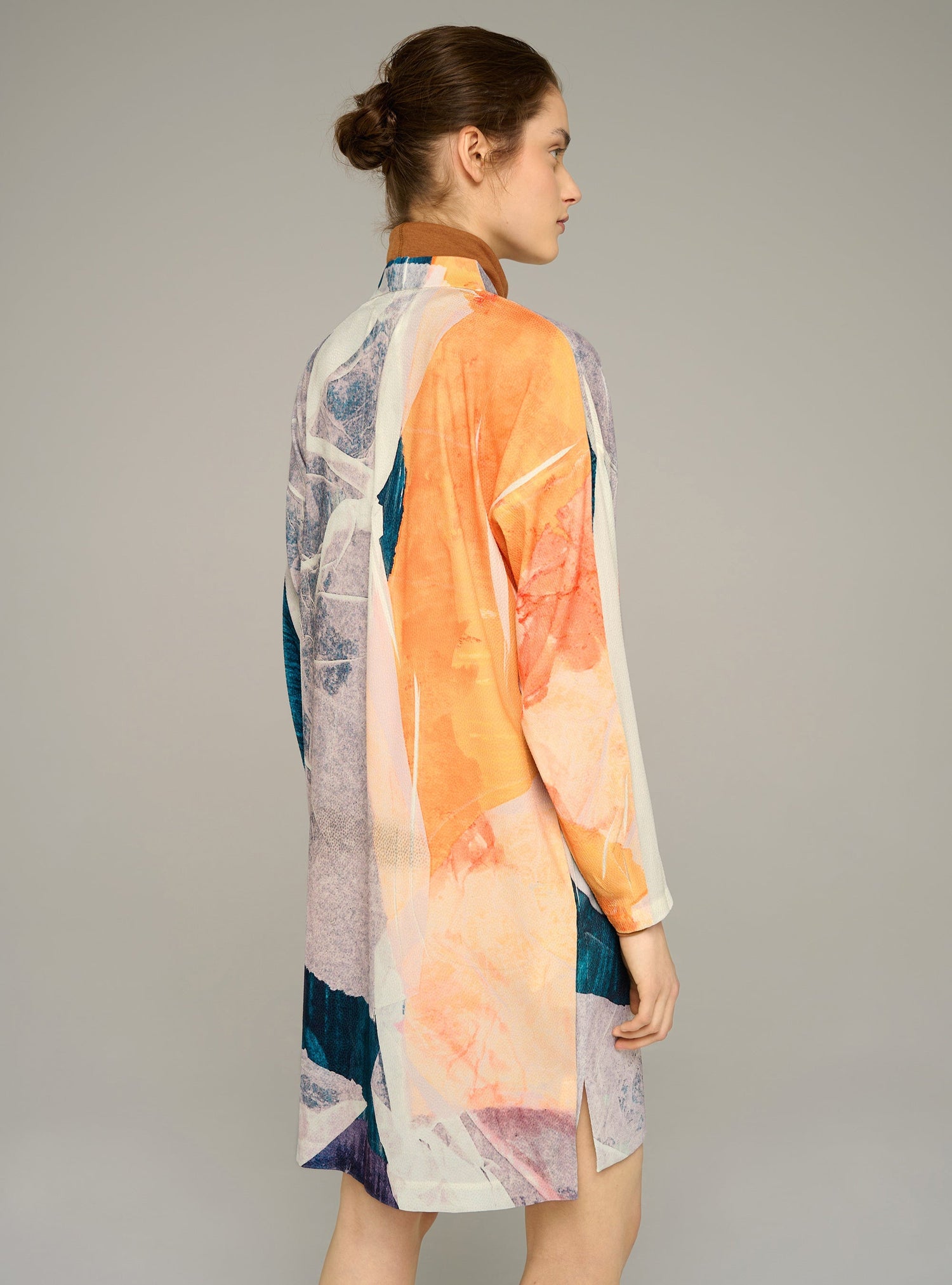 Cotélac Printed long-sleeve straight mini dress