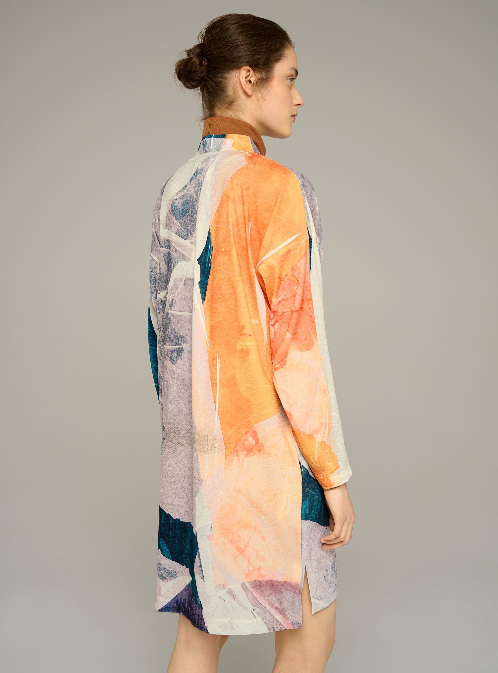 Cotélac Printed long-sleeve straight mini dress