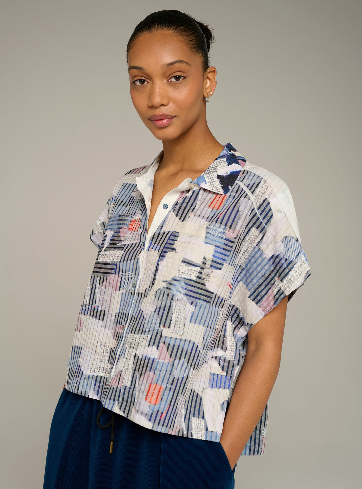Printed oversized short-sleeve shirt
