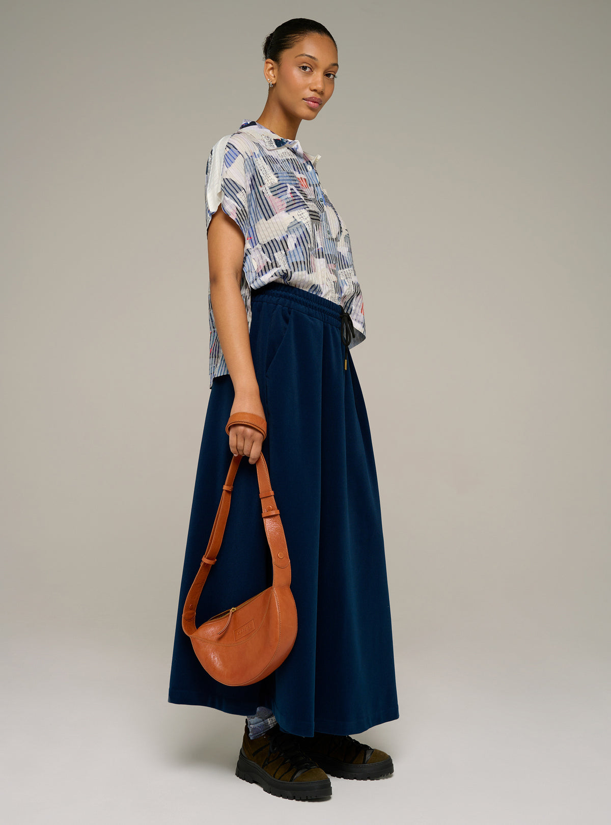 Printed oversized short-sleeve shirt