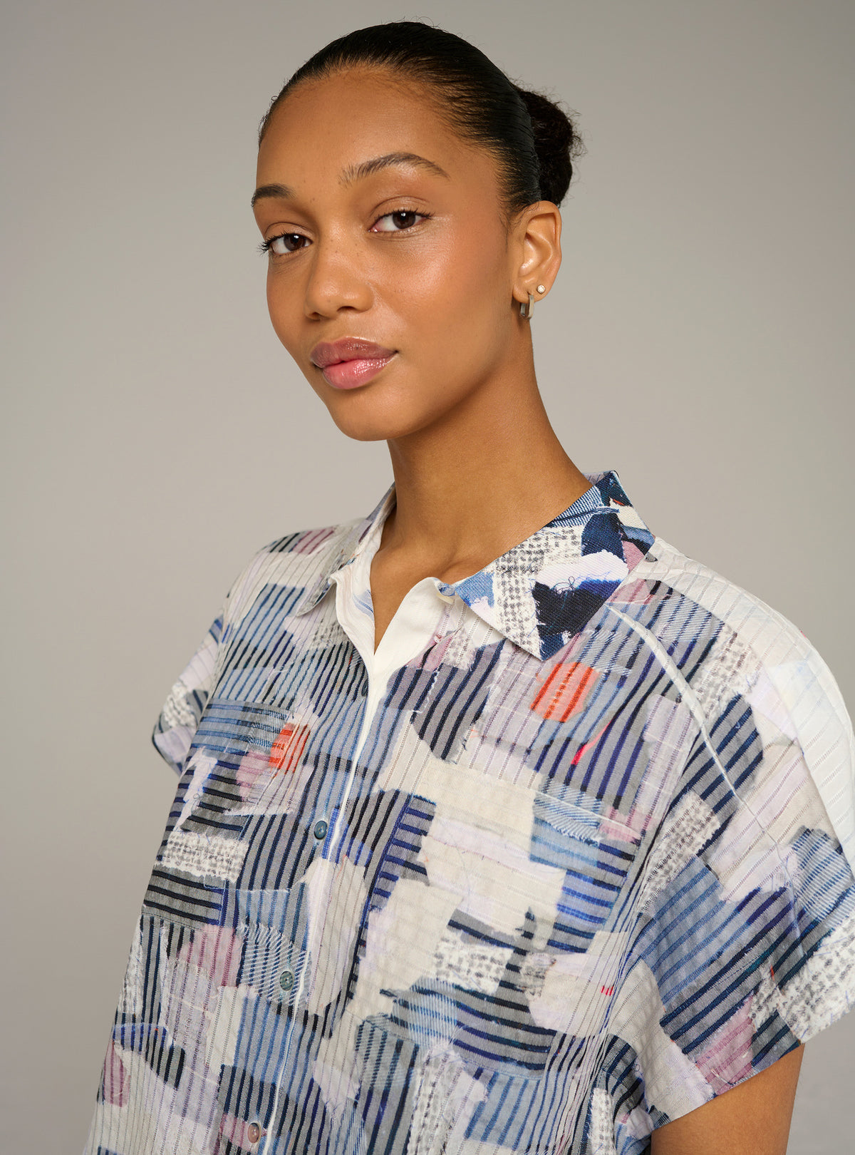 Printed oversized short-sleeve shirt
