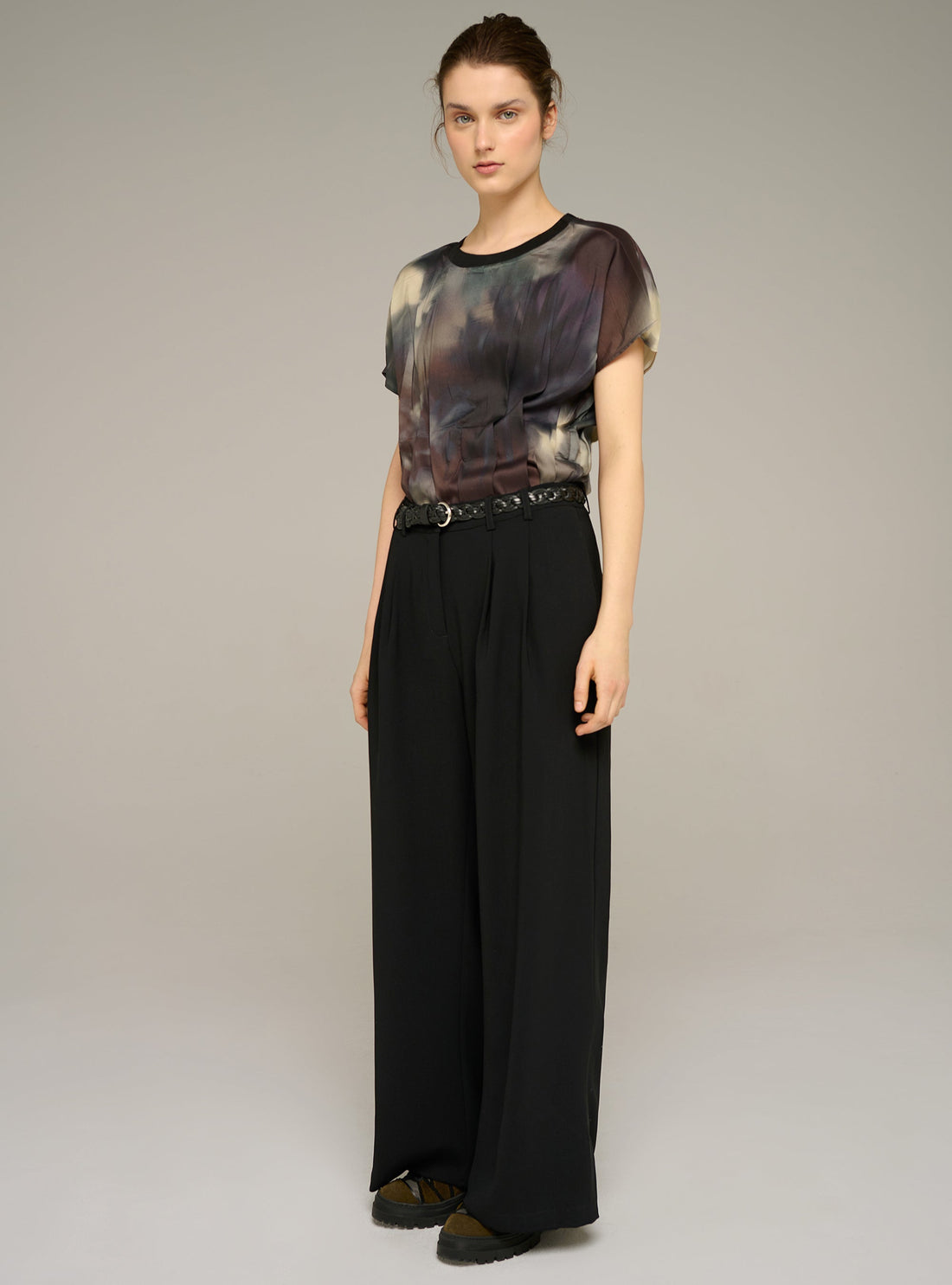 Cotélac acoté Wide-leg black pants