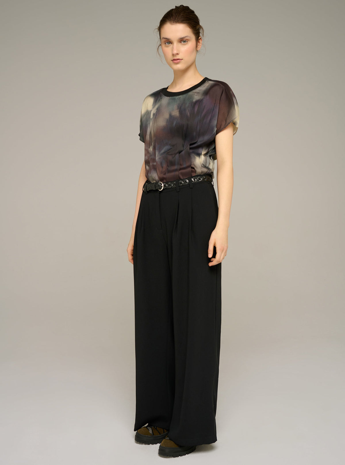 Cotélac acoté Wide-leg black pants