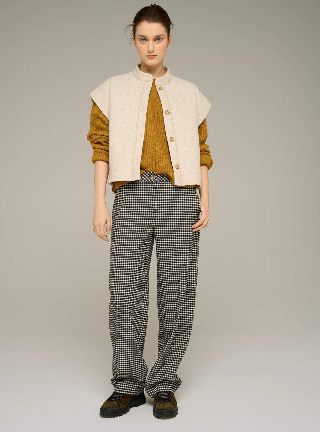 Cotélac acoté Plaid-print wide-leg flannel pants