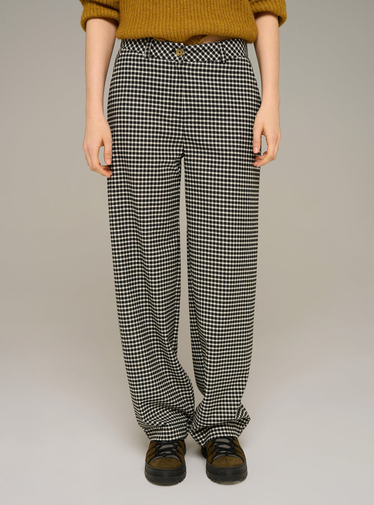 Cotélac Plaid-print wide-leg flannel pants