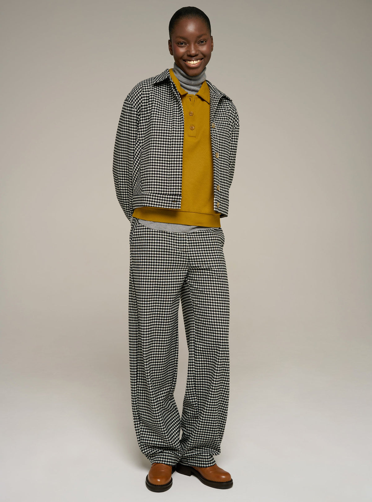 Cotélac acoté Oversized plaid-print shirt-collar jacket